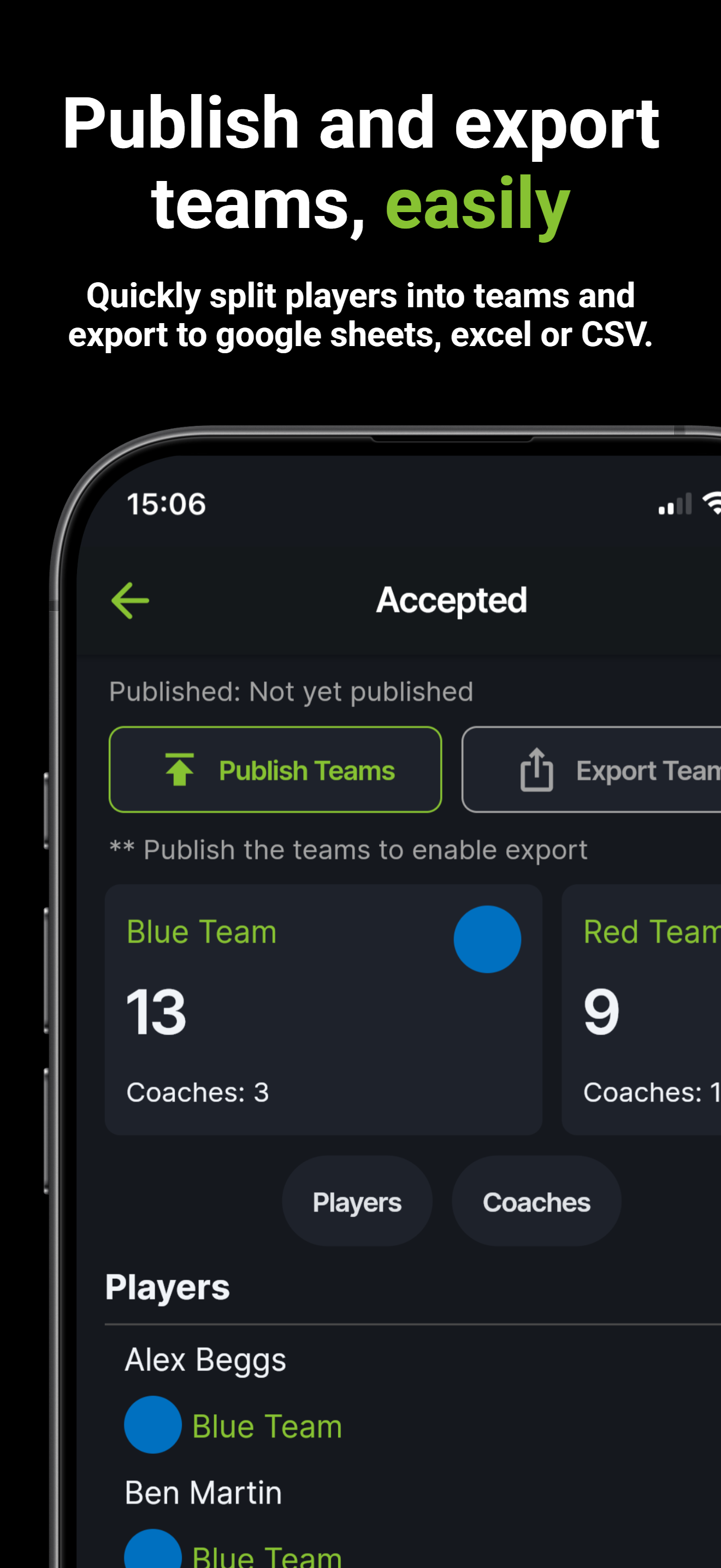 CoachSmart squad builder
